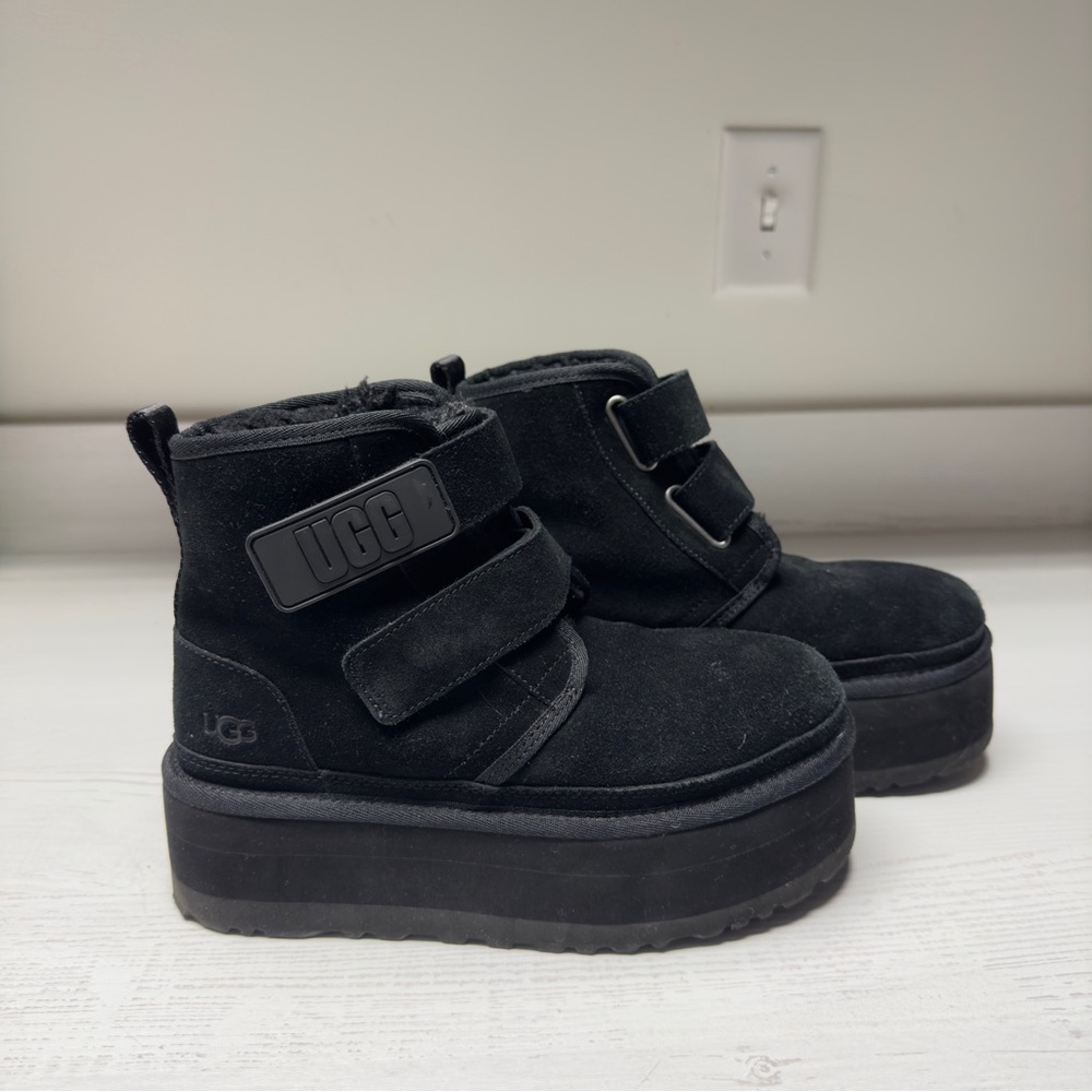 UGG Black Platform Boots Velcro Closure